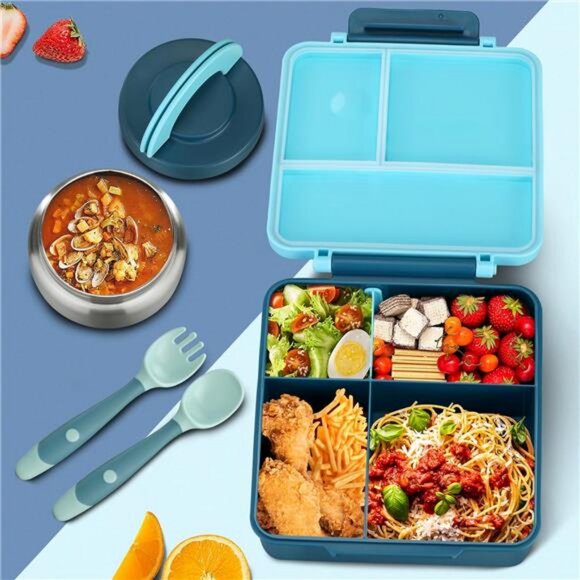 Bento Lunch Box for Kids with 8oz Soup Thermo&Lunch Bag, Leak-Proof Lunch Food - Picture 5 of 7